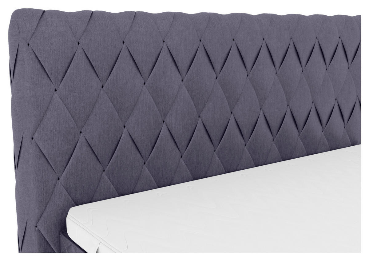 BOXSPRINGBETT 180/200 cm  in Graublau  - Graublau/Schwarz, Design, Textil/Metall (180/200cm) - Boxxx