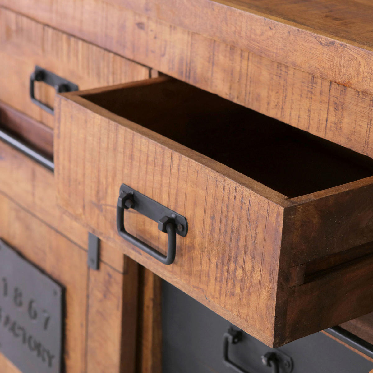 SIDEBOARD  in 145/85/45 cm  - Schwarz/Naturfarben, ROMANTIK / LANDHAUS, Holz/Metall (145/85/45cm) - Landscape