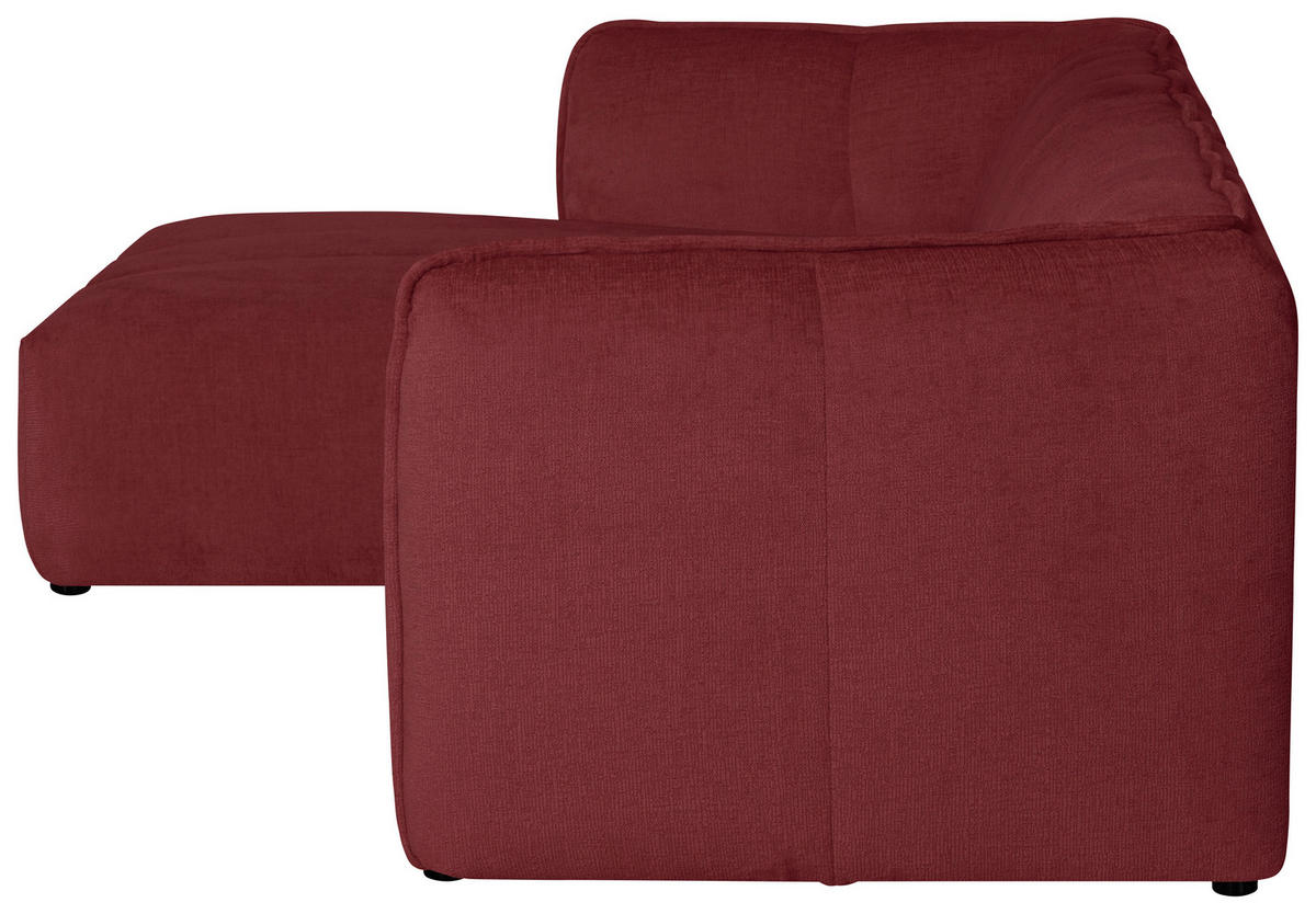 ECKSOFA LIVOLI in Chenille Bordeaux  160/246 cm  - Bordeaux/Schwarz, Design, Textil (160/246cm) - MID.YOU