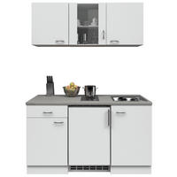 MINIKÜCHE 150,5 cm   in Weiß  - Edelstahlfarben/Hellgrau, MODERN, Glas/Holzwerkstoff (150,5cm) - FlexWell