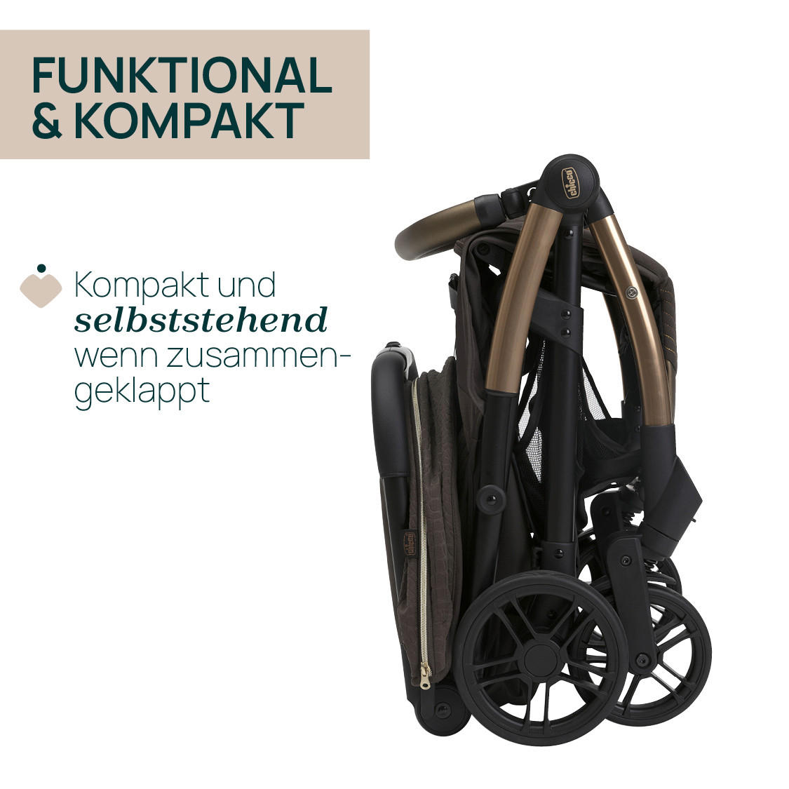 BUGGY GOODY XPLUS  - Bronzefarben, Basics, Textil/Metall (47/86/106cm) - Chicco