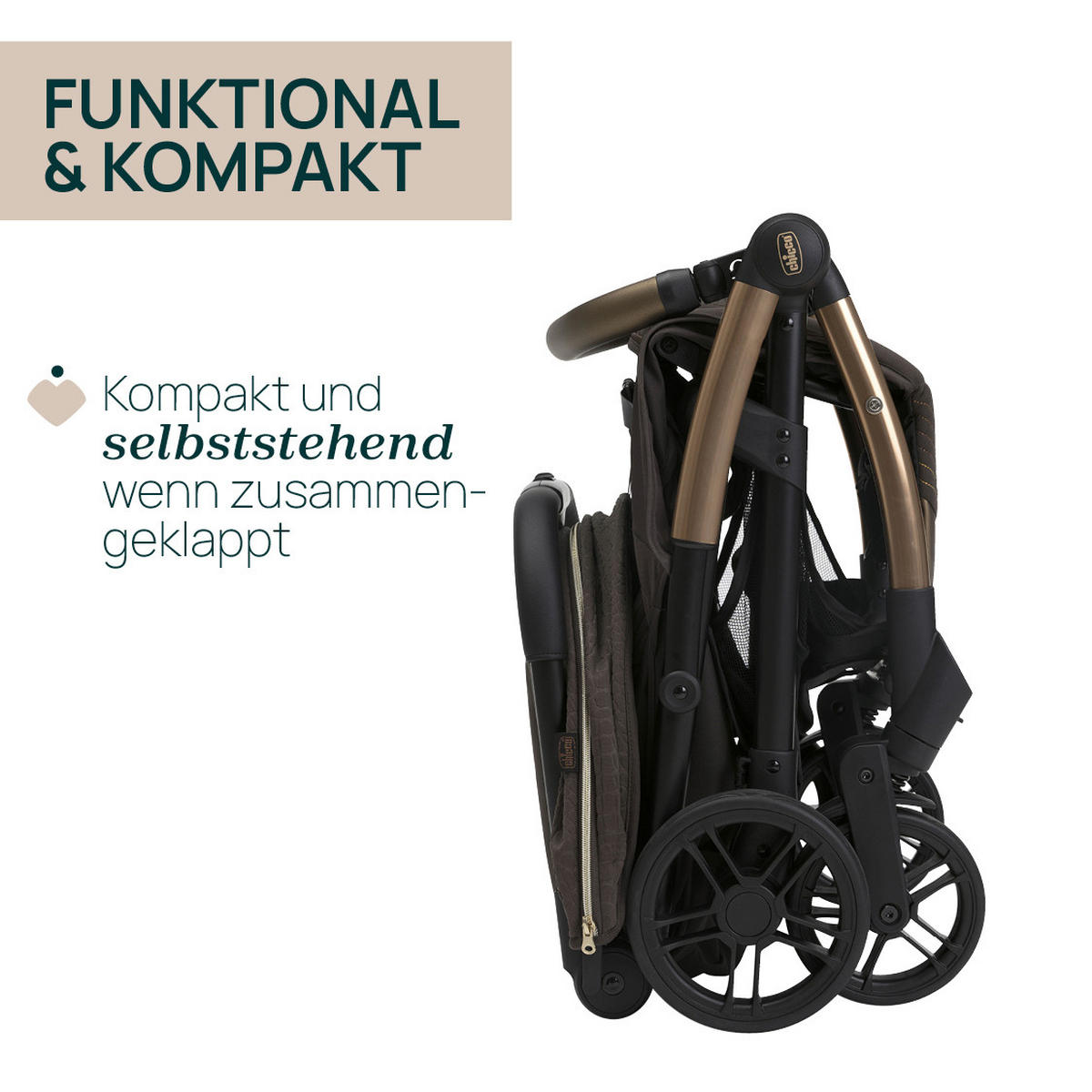 BUGGY GOODY XPLUS  - Bronzefarben, Basics, Textil/Metall (47/86/106cm) - Chicco