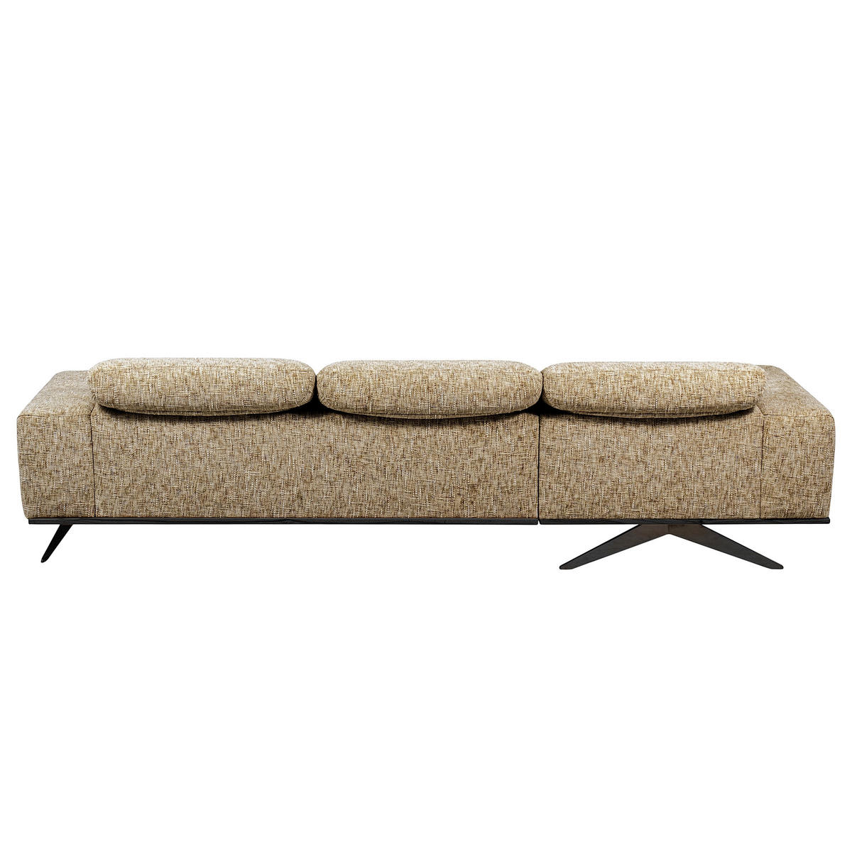 ECKSOFA PORTLAND Hellbraun Struktur Kopfteilverstellung  - Hellbraun/Schwarz, Design, Holz/Textil (187/295cm) - Livetastic