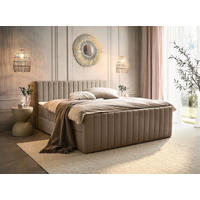 BOXBETT 140/200 cm,  in Taupe, Bettkasten, Topper, H3 + H3 = fest  - Taupe/Schwarz, KONVENTIONELL, Kunststoff/Textil (140/200cm) - Boxxx