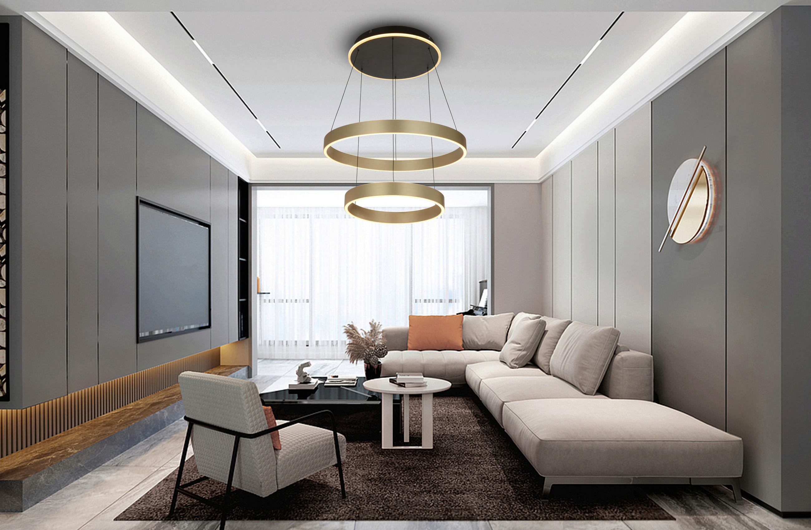 LED-HÄNGELEUCHTE 60/150 cm  - Goldfarben/Schwarz, Design, Kunststoff/Metall (60/150cm)