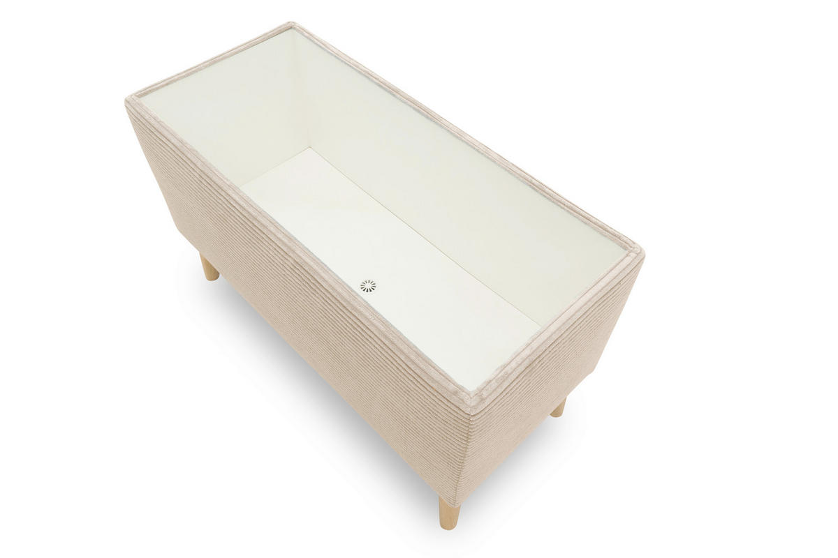 HOCKER 400 004  Cord Creme  - Creme/Naturfarben, Basics, Holz/Textil (91/58/41cm) - Livetastic