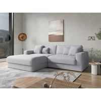 ECKSOFA FABIO E Silberfarben Cord  - Silberfarben/Schwarz, MODERN, Kunststoff/Textil (196/264cm) - Sit & More