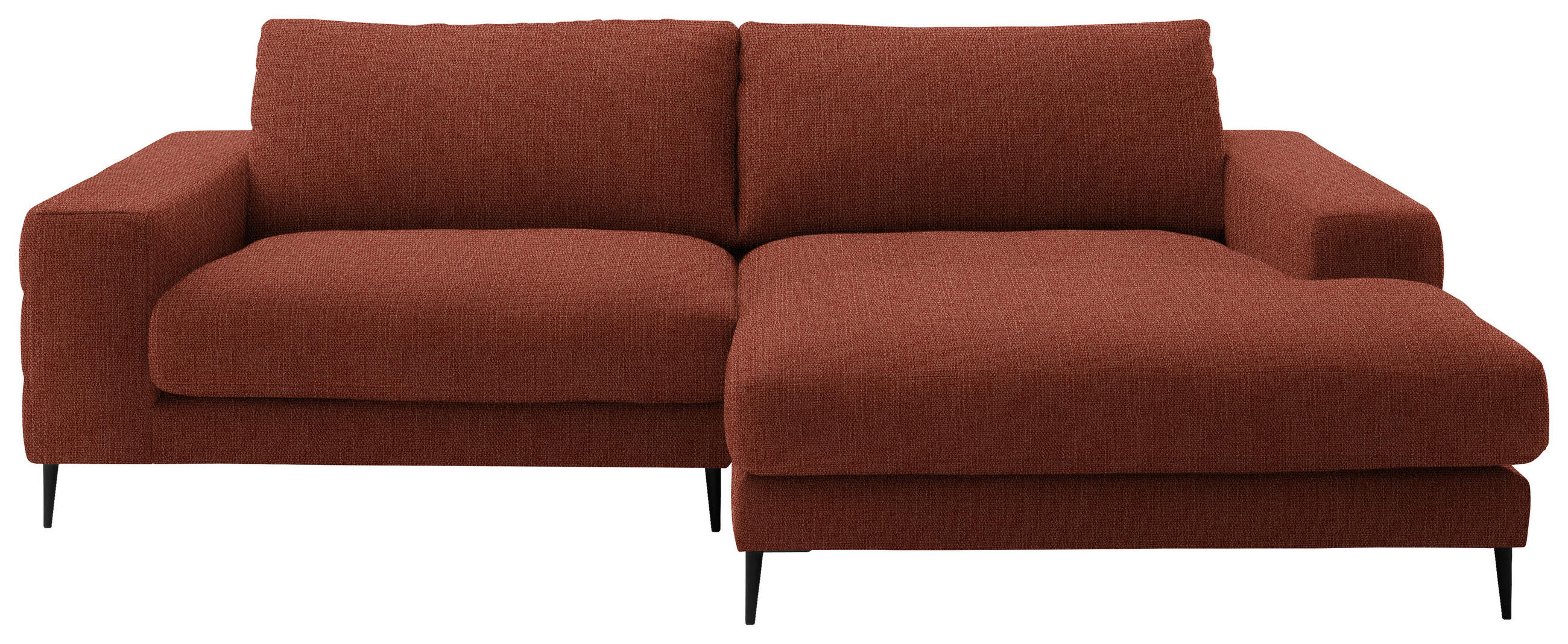 ECKSOFA in Flachgewebe Rostfarben  - Rostfarben/Schwarz, Design, Textil/Metall (253/177cm) - Dieter Knoll