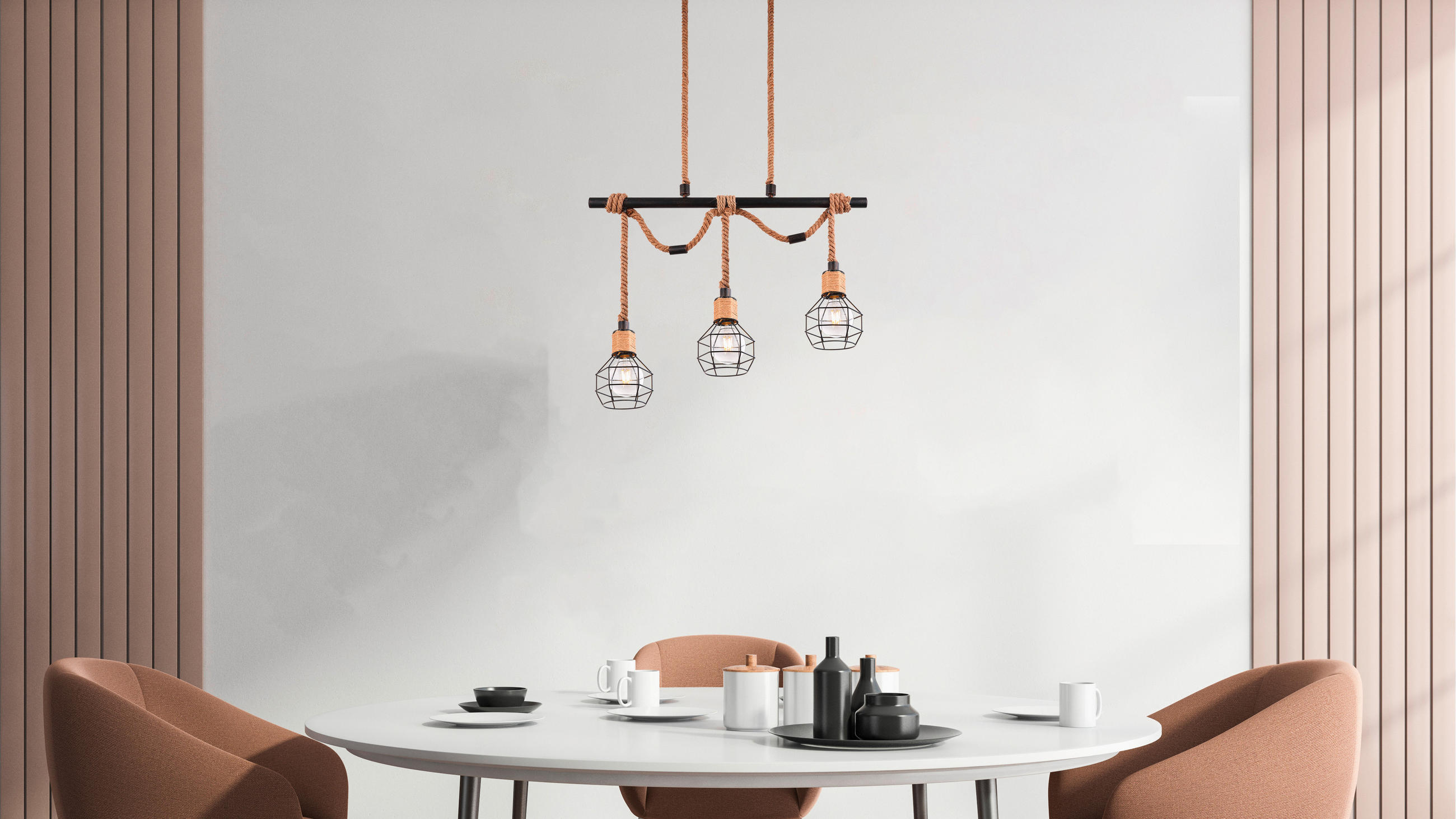HÄNGELEUCHTE 80/15/120 cm  - Schwarz/Naturfarben, Basics, Naturmaterialien/Metall (80/15/120cm) - Globo