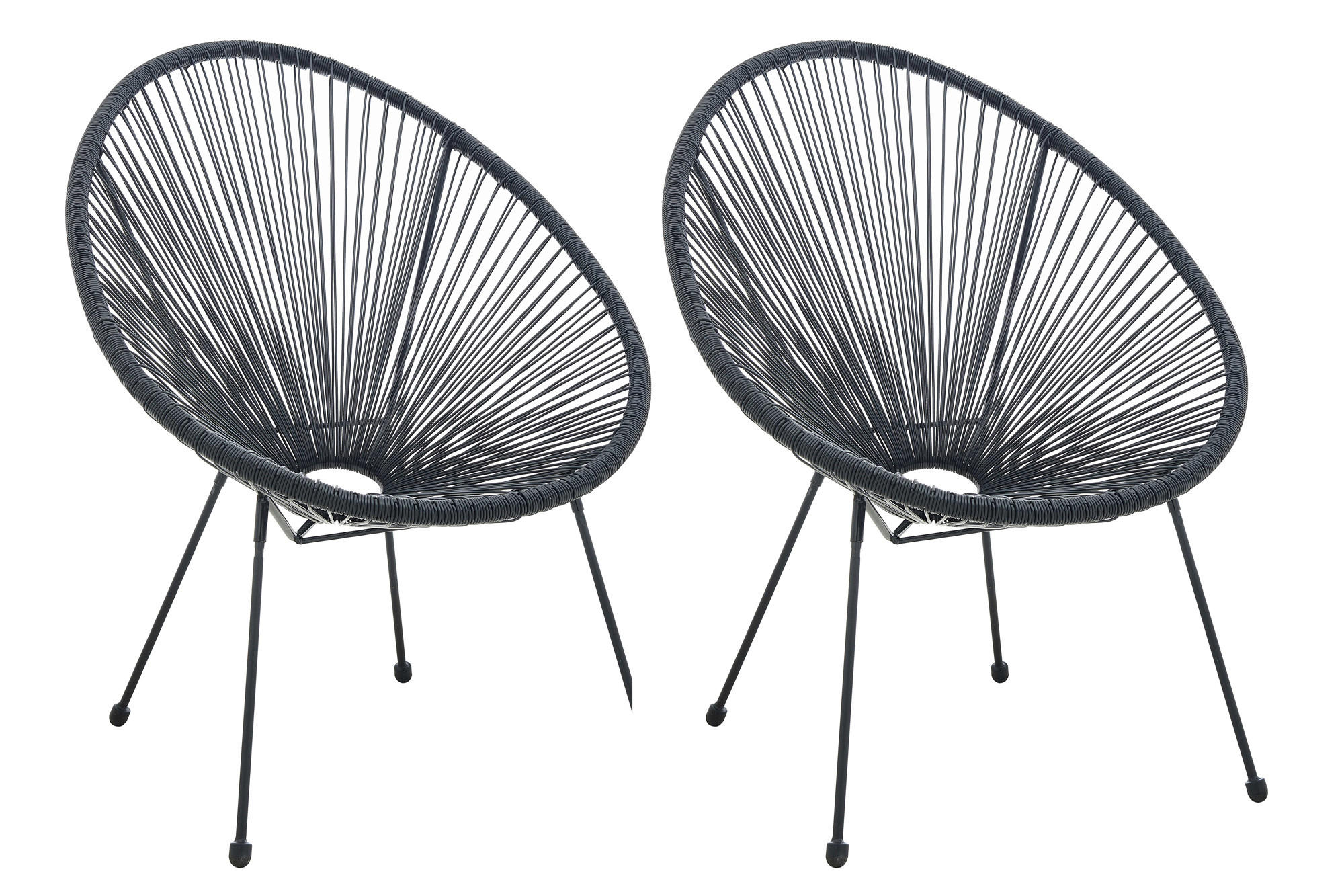 GARTENSTUHL-SET Metall, Kunststoff Schwarz  - Schwarz, Design, Kunststoff/Metall (73/88/73cm) - Livetastic