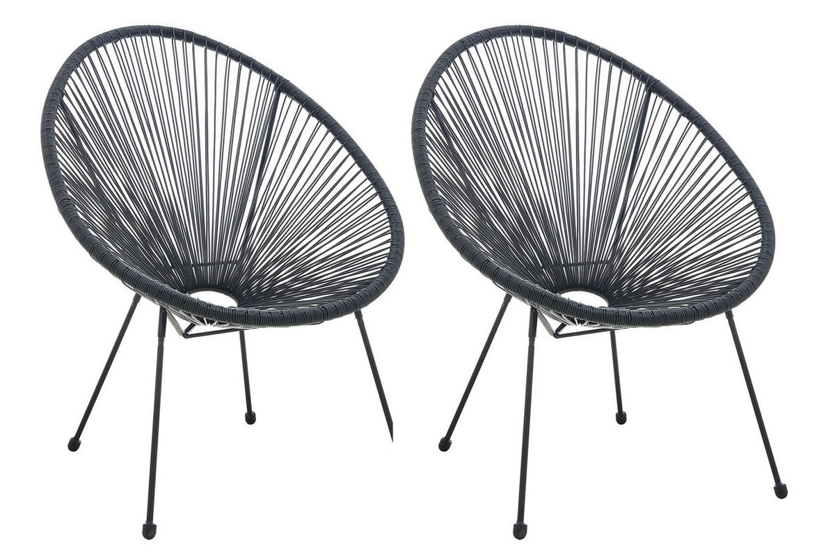 GARTENSTUHL-SET Stahl Schwarz  - Schwarz, Design, Kunststoff/Metall (73/88/73cm) - Livetastic