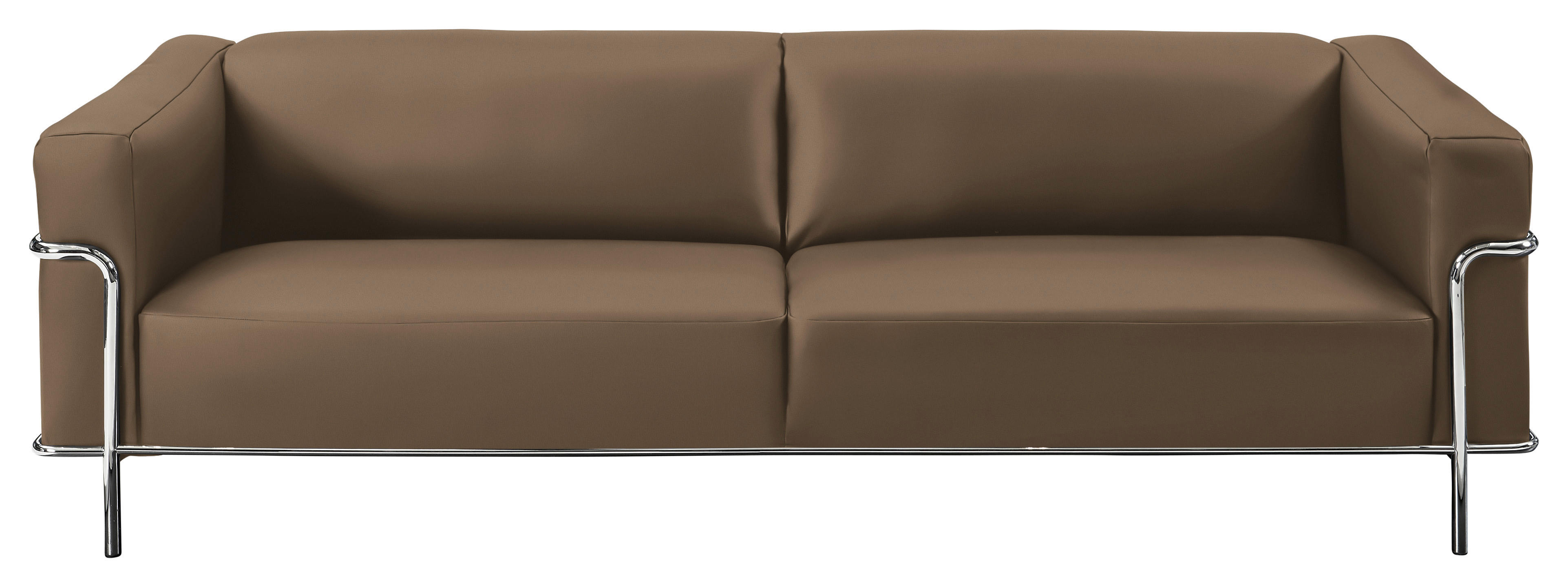 3-SITZER-SOFA in Echtleder Hellbraun  - Chromfarben/Hellbraun, Design, Leder/Metall (236/67/96cm) - Johann Jakob