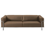 3-SITZER-SOFA in Echtleder Hellbraun  - Chromfarben/Hellbraun, Design, Leder/Metall (236/67/96cm) - Johann Jakob