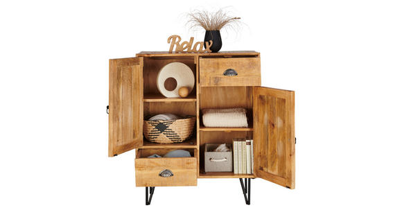 KOMMODE in 80/100/40 cm - Hellbraun/Schwarz, LIFESTYLE, Holz/Metall (80/100/40cm) - Landscape