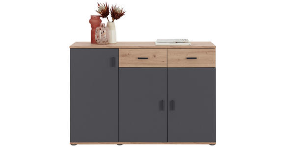KOMMODE in 119,9/82/34,7 cm - Anthrazit/Schwarz, MODERN, Holzwerkstoff/Kunststoff (119,9/82/34,7cm) - Xora