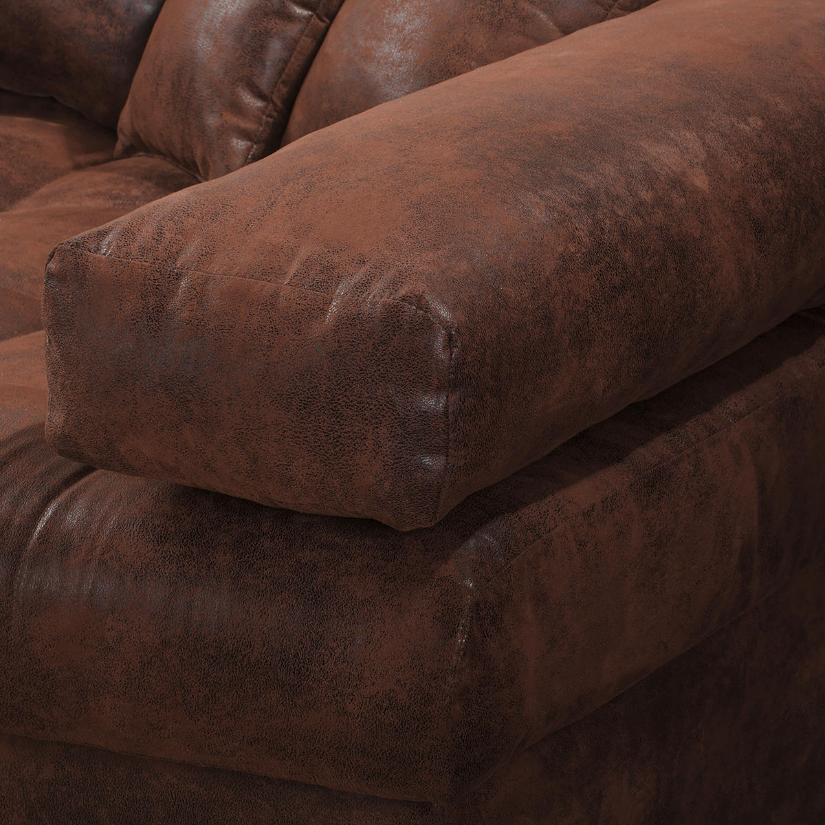 BIGSOFA in Lederlook (vegan) Dunkelbraun  - Dunkelbraun/Schwarz, Design, Kunststoff/Textil (284/94/148cm) - Livetastic