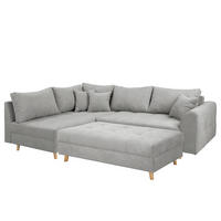 ECKSOFA inkl. Hocker Ariella Grau Mikrofaser Rückenkissen, Hocker  - Naturfarben/Grau, Design, Holz/Textil (161/231cm) - Livetastic