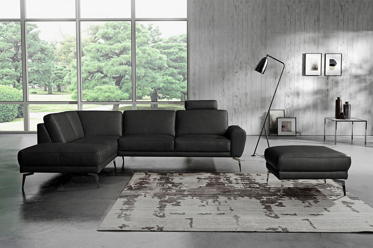 KOPFSTÜTZE in Echtleder  - Schwarz, Design, Leder (52/17/14cm) - Livetastic