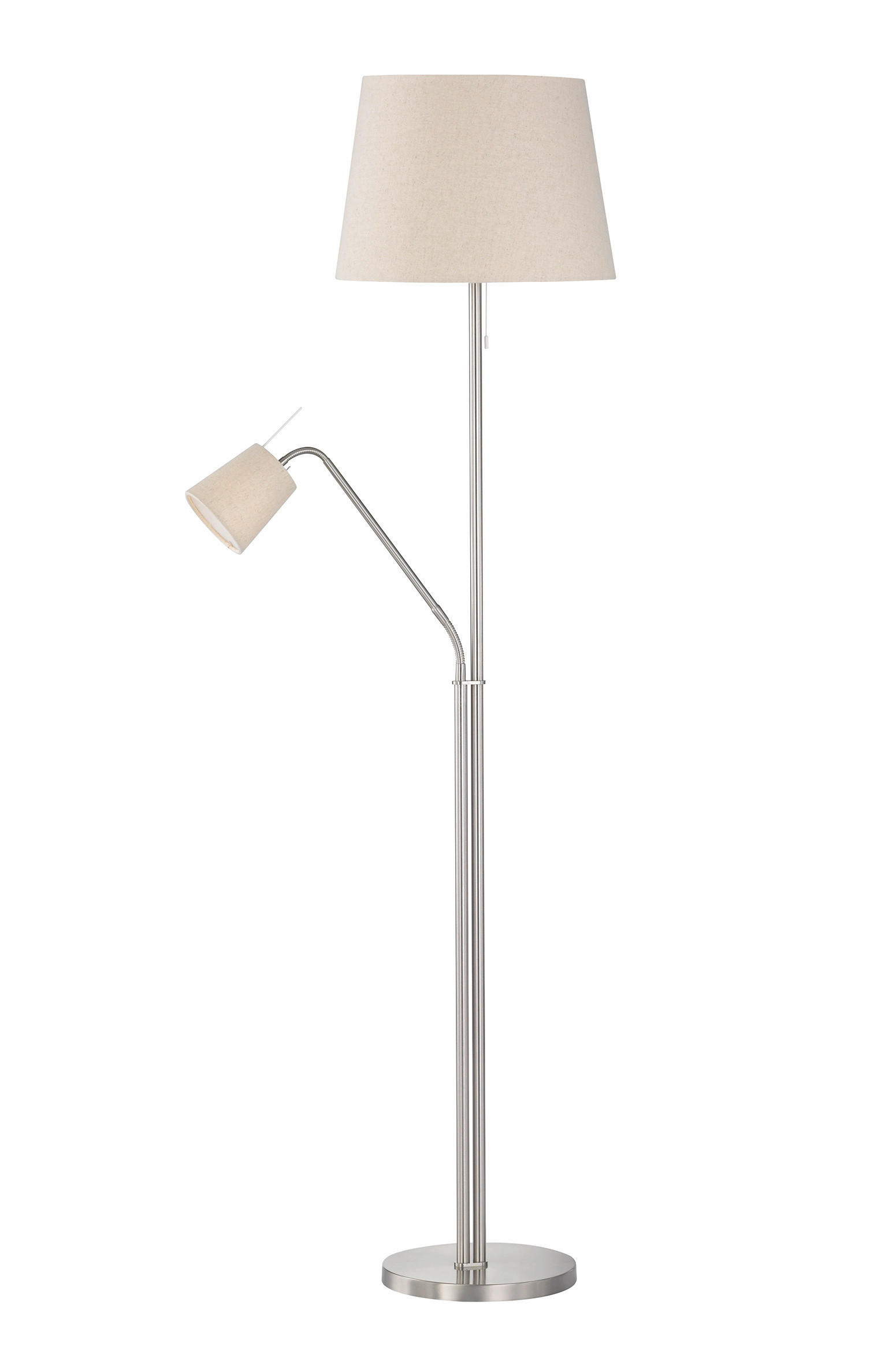 STEHLEUCHTE - Sandfarben/Nickelfarben, Design, Textil/Metall (40/175cm) - Fischer & Honsel