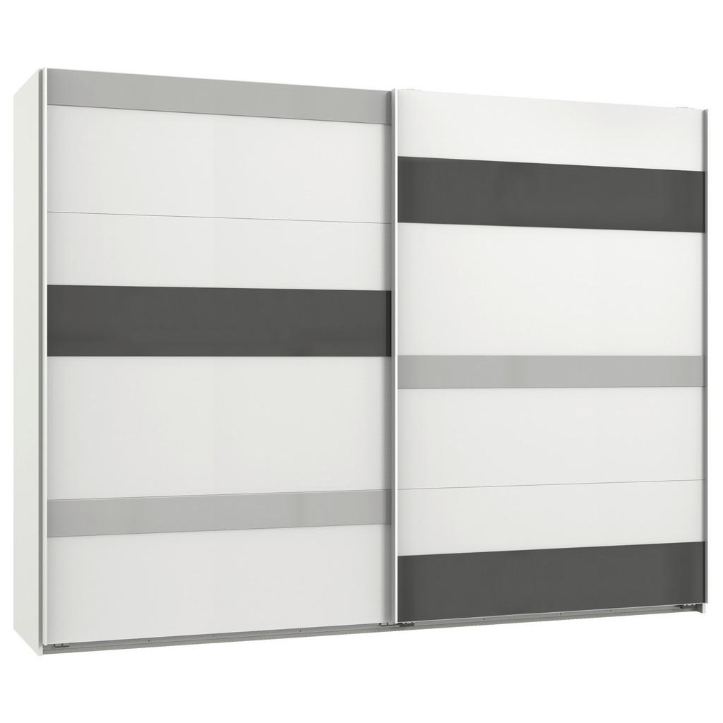 Schwebetürenschrank 270cm Monaco Grau/weiß