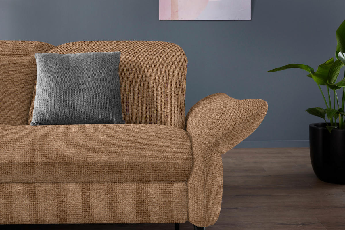 ECKSOFA in Flachgewebe Braun  - Schwarz/Braun, Design, Textil/Metall (233/299-313cm) - Dieter Knoll