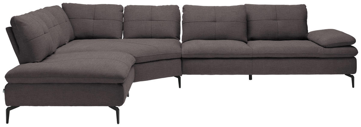 ECKSOFA  in Flachgewebe Graphitfarben  271/344 cm  - Schwarz/Graphitfarben, Design, Textil/Metall (271/344cm) - Chilliano