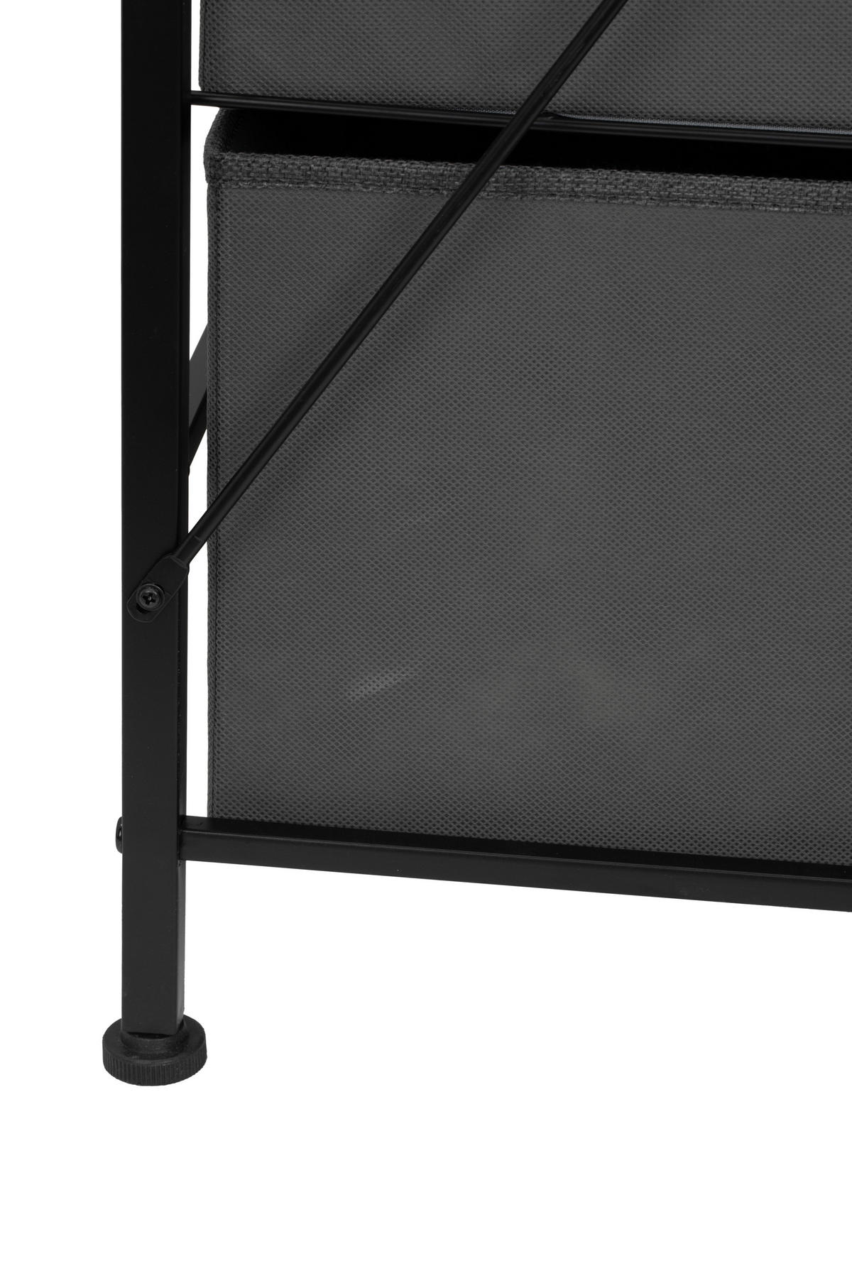 KOMODA, tmavě šedá, černá, 45/92.5/30 cm - černá/tmavě šedá, Moderní, kov/kompozitní dřevo (45/92.5/30cm) - PBJ