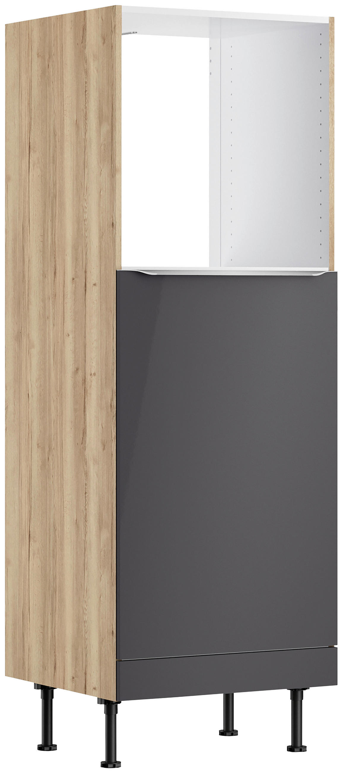 KÜCHENBLOCK 270 cm   in Anthrazit, Eichefarben  - Edelstahlfarben/Eichefarben, Basics, Holzwerkstoff/Metall (270cm) - Optifit