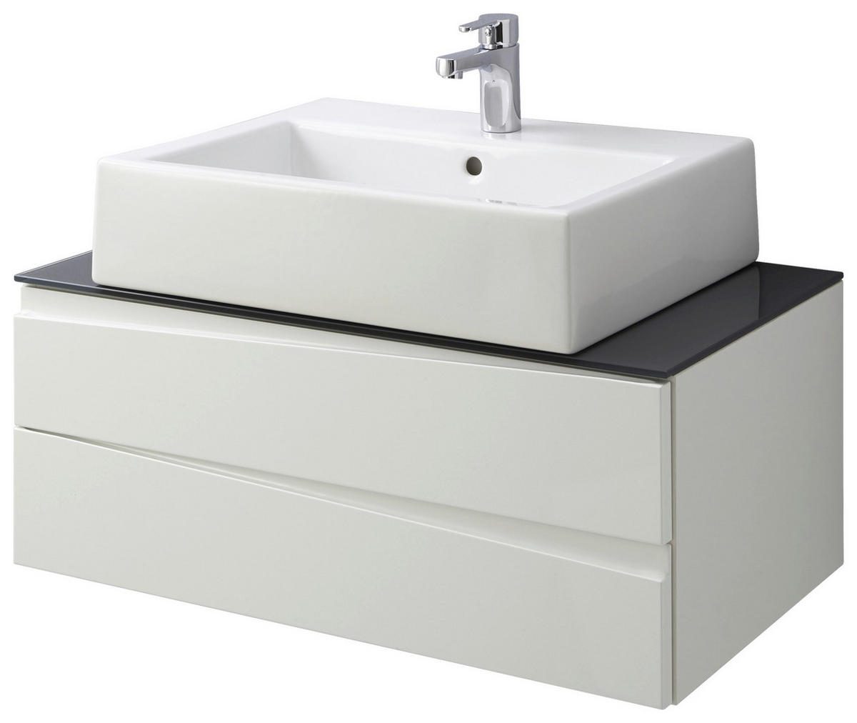 WASCHBECKENUNTERSCHRANK 80/33/47 cm  - Weiß Hochglanz/Grau, MODERN, Glas/Holzwerkstoff (80/33/47cm) - MID.YOU