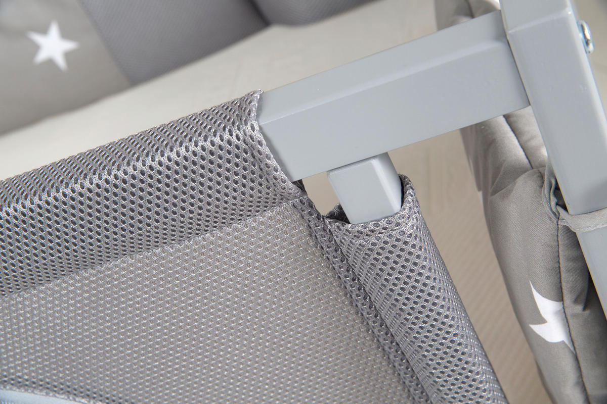 BEISTELLBETT roba Little Stars  - Taupe/Grau, Basics, Holzwerkstoff/Textil (66/79,5/126cm) - Roba