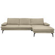 ECKSOFA Beldomo Premium in Echtleder Creme, Naturfarben  310/180 cm  - Creme/Schwarz, Design, Leder/Metall (310/180cm) - Dieter Knoll