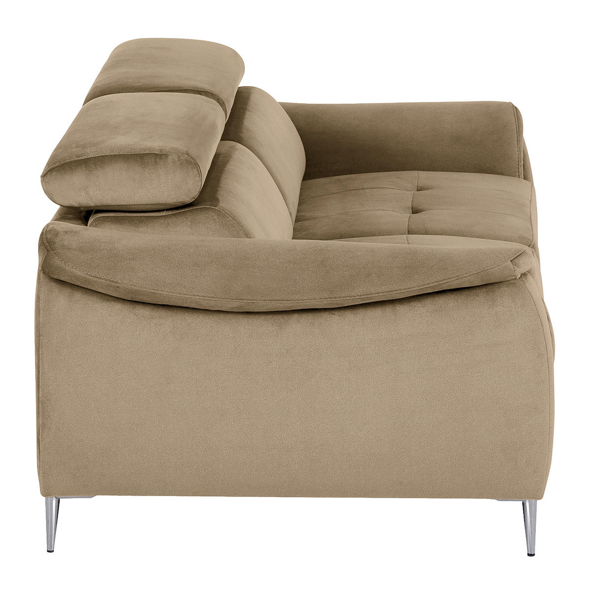 SCHLAFSOFA PAFOS in Samt Hellbraun  - Chromfarben/Hellbraun, Design, Textil/Metall (203/77-98/103cm) - MID.YOU