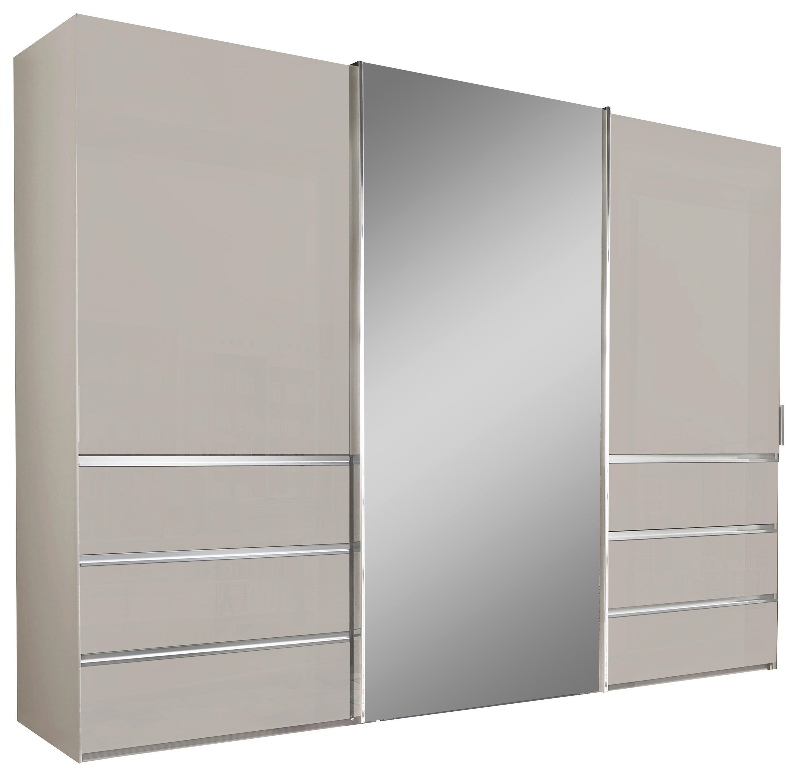 SCHWEBETÜRENSCHRANK 300/236/67 cm 3-türig Champagner  - Chromfarben/Champagner, Design, Glas/Holzwerkstoff (300/236/67cm) - Novel