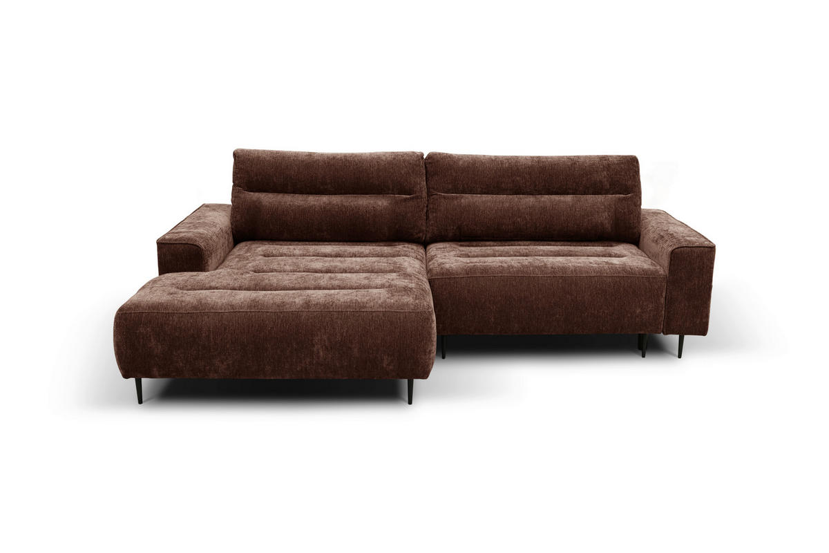 ECKSOFA PABLO Kupferfarben Struktur Rückenkissen, Bettkasten  - Schwarz/Kupferfarben, Design, Holz/Textil (160/260cm) - MID.YOU