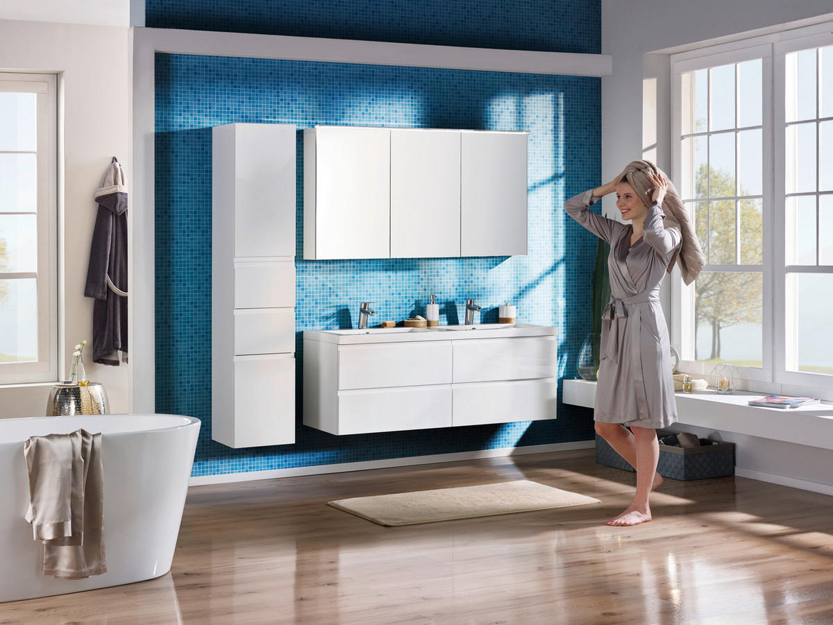 BADEZIMMER  in 140 cm  - Weiß, Design, Glas/Holz (140cm) - Novel