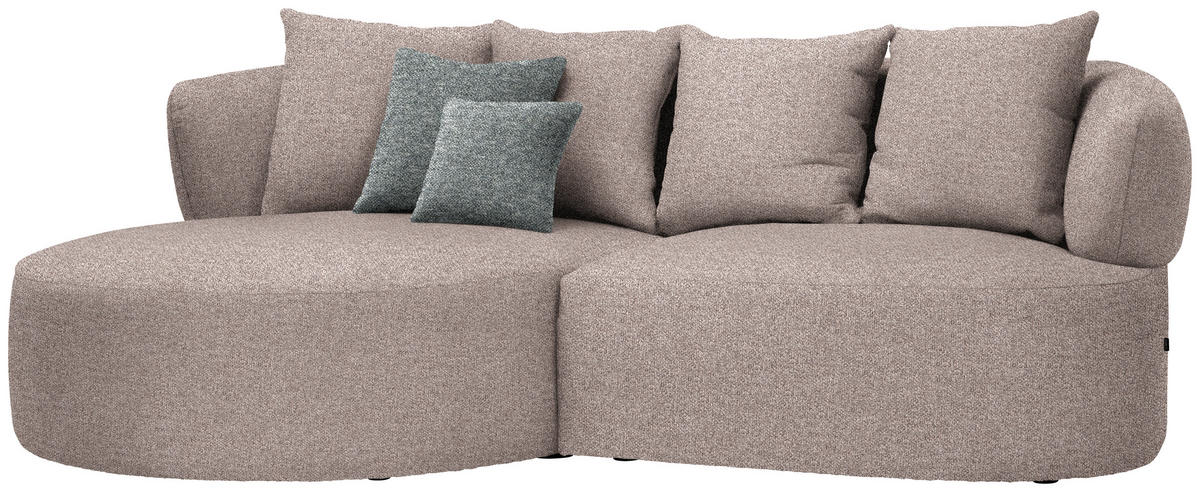 ECKSOFA in Flachgewebe Hellbraun  166/235 cm  - Hellbraun/Schwarz, MODERN, Kunststoff/Textil (166/235cm) - Hom`in