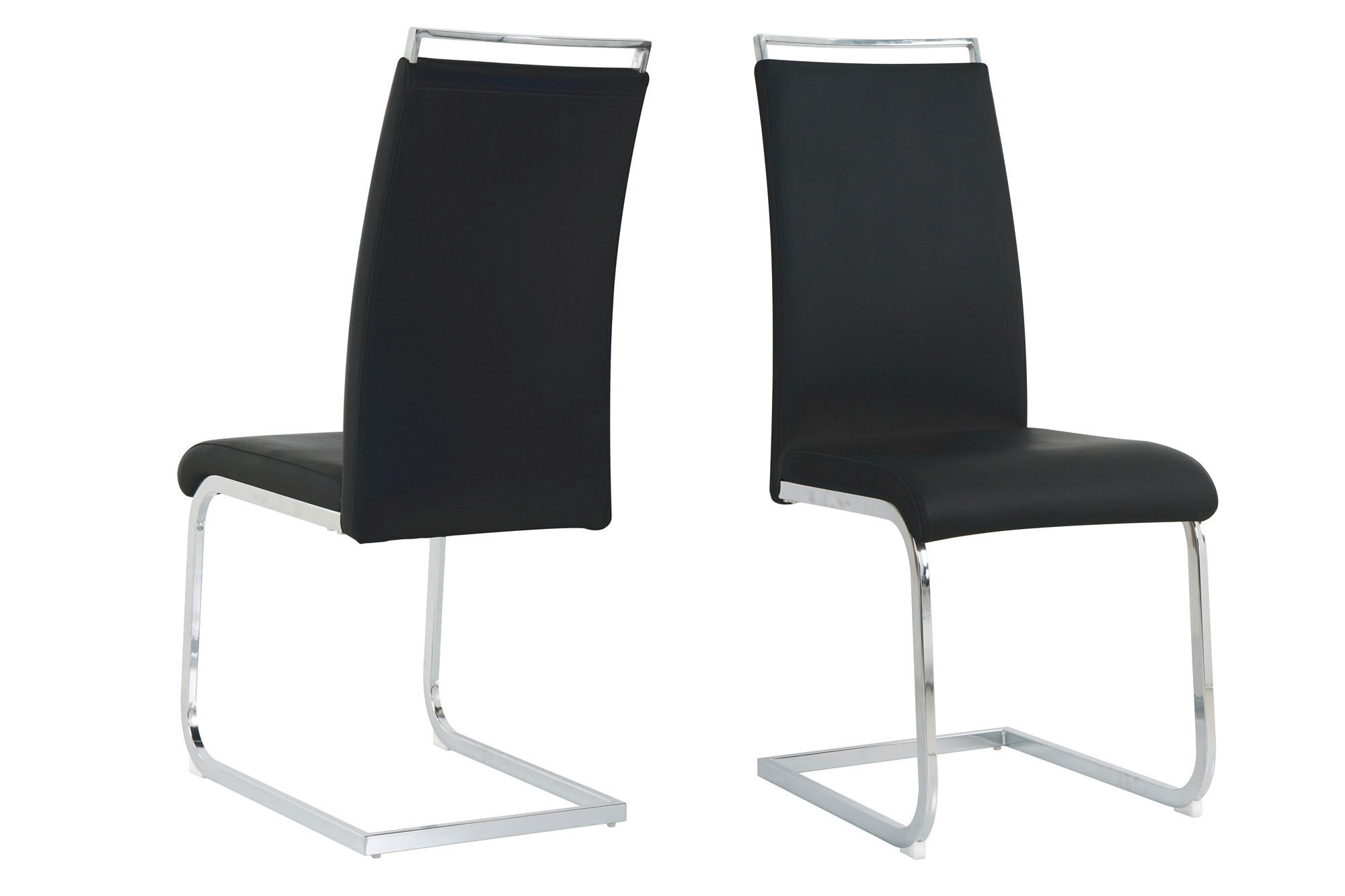 STOLSET 2 styck läderimitation  - silver/svart, Design, metall/textil (42/101/58cm) - Livetastic