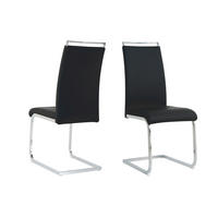 STOLSET 2 styck läderimitation  - silver/svart, Design, metall/textil (42/101/58cm) - Livetastic