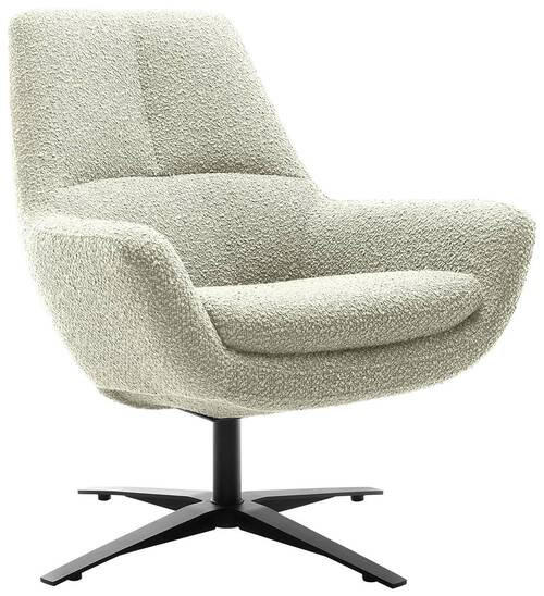 SESSEL in Bouclé Weiss  - Weiss/Schwarz, Modern, Textil/Metall (81/92/83cm) - Trendmanufaktur