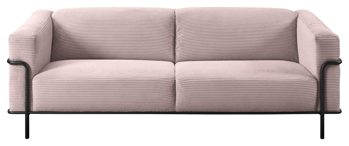 2,5-SITZER in Cord Rosa  - Schwarz/Rosa, Design, Textil/Metall (216/67/96cm) - Johann Jakob