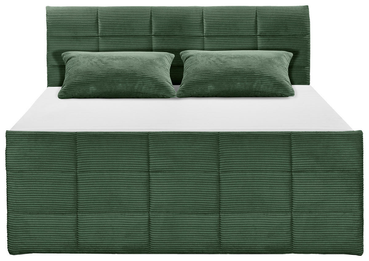 BOXSPRINGBETT 180/200 cm  in Olivgrün  - Schwarz/Olivgrün, MODERN, Holzwerkstoff/Kunststoff (180/200cm) - MID.YOU