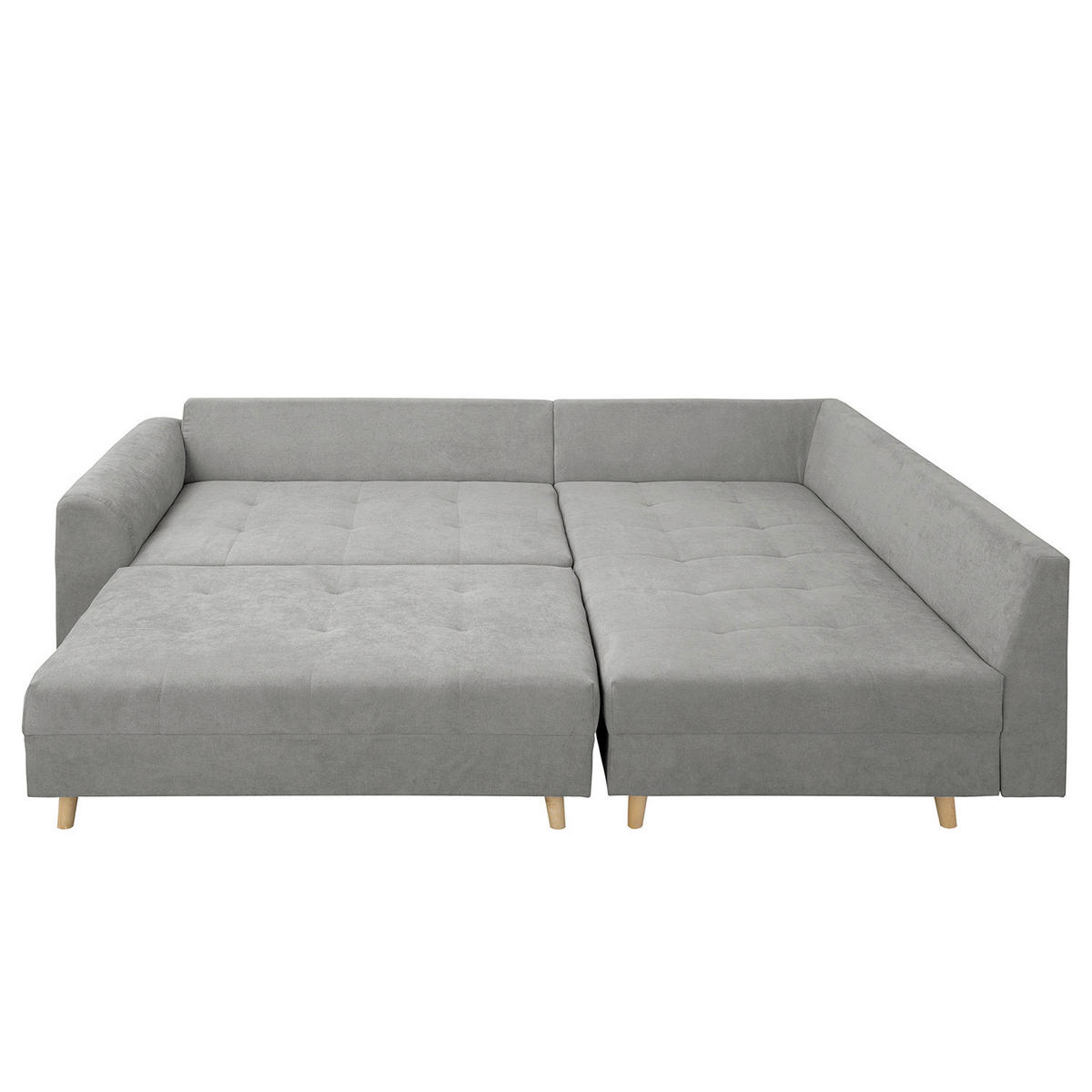 ECKSOFA inkl. Hocker Ariella Grau Mikrofaser  - Naturfarben/Grau, Design, Holz/Textil (161/231cm) - Livetastic