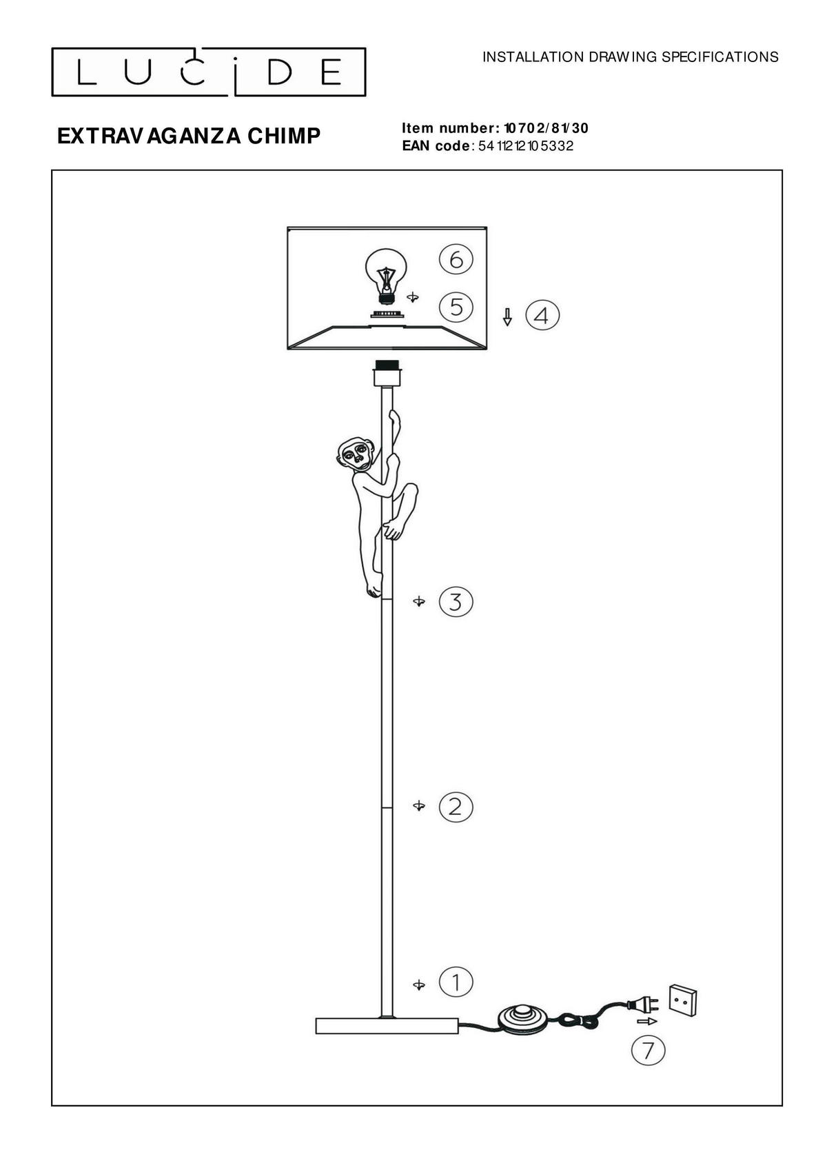 STOJEČA SVETILKA  EXTRAVAGANZA CHIMP  35/35 cm           - zlate barve/črna, Trend, kovina/umetna masa (35/35cm)