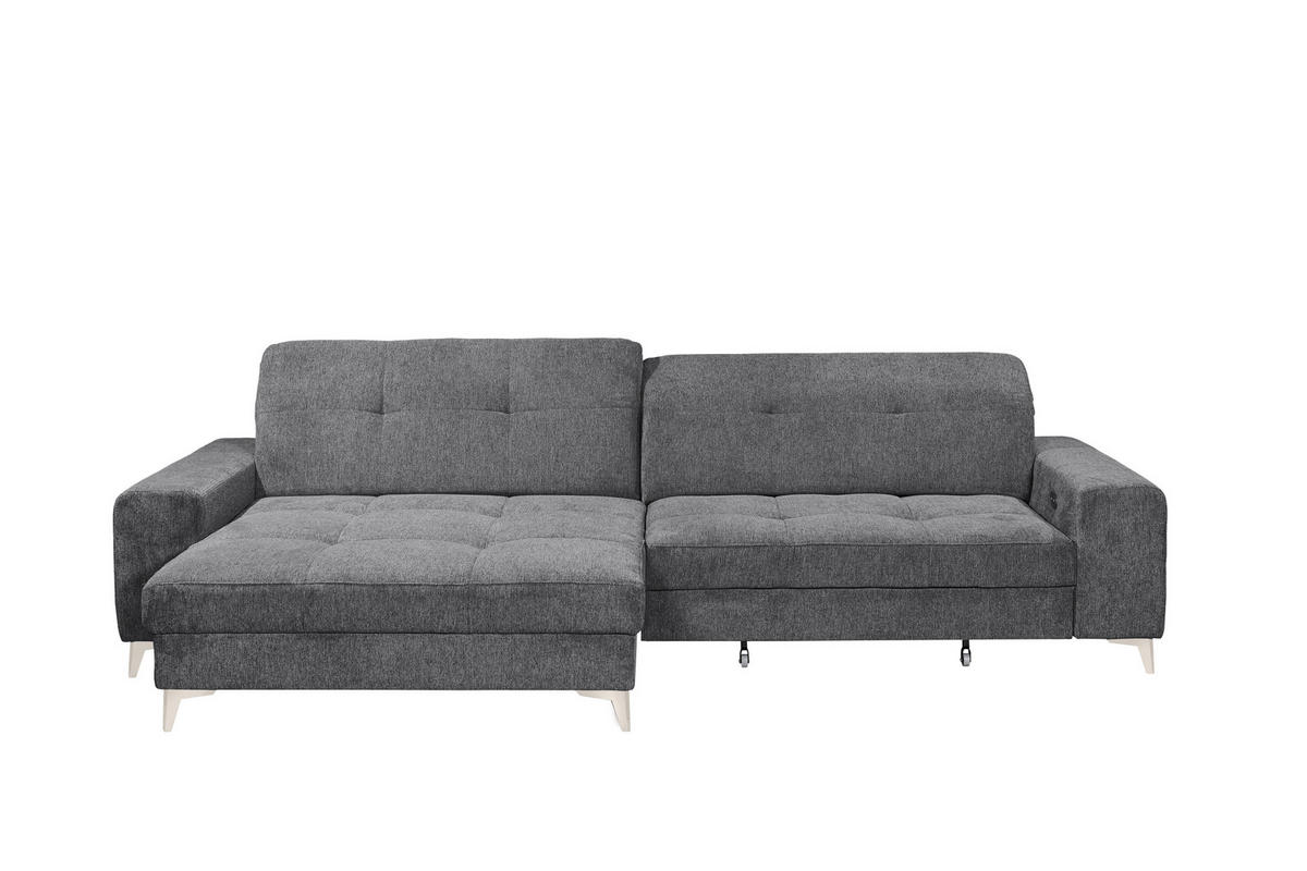 ECKSOFA SORELLA Anthrazit Mikrovelours Kopfteilverstellung, Sitztiefenverstellung  - Kaschmir/Anthrazit, Design, Kunststoff/Textil (182/328cm) - MID.YOU