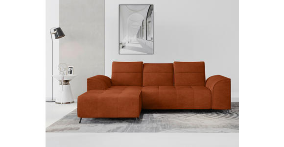 ECKSOFA Rostfarben Cord  - Rostfarben/Schwarz, KONVENTIONELL, Textil/Metall (196/290cm) - Carryhome