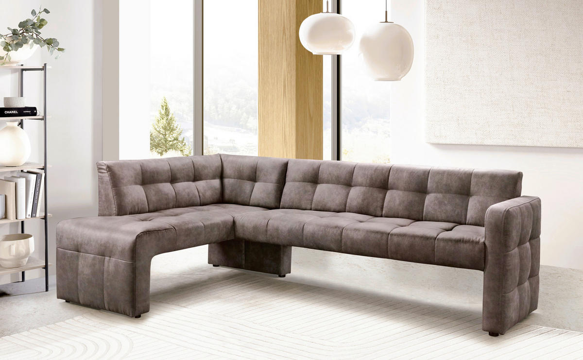 KLUPA KUTNA  smeđa  drvo, tekstil, drvni materijal      - smeđa/crna, Moderno, drvni materijal/drvo (245/157cm) - Livetastic