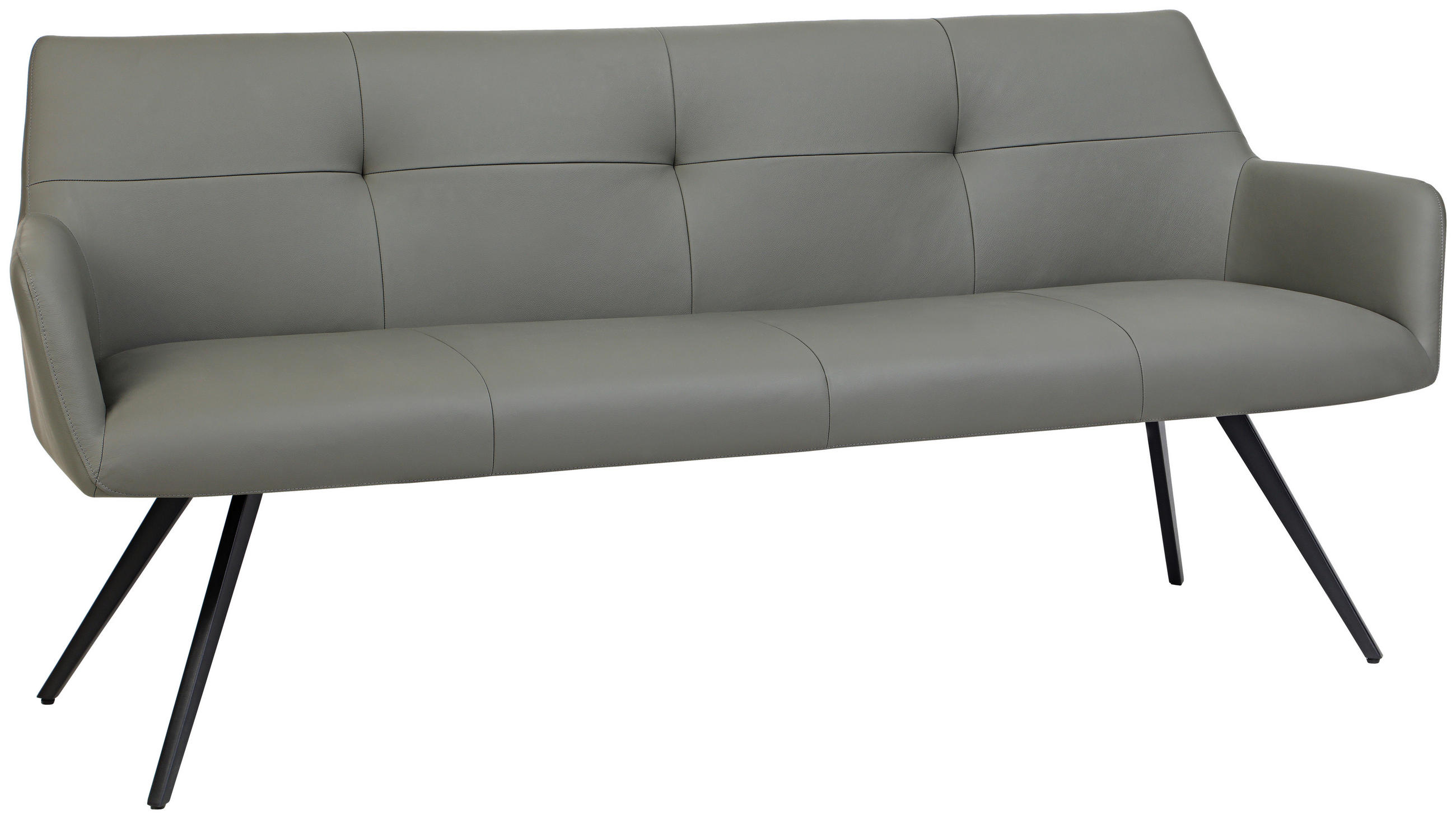 SITZBANK 200/87,5/65 cm Echtleder Anthrazit, Schwarz  - Anthrazit/Schwarz, Design, Leder/Metall (200/87,5/65cm) - Novel