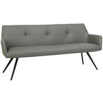 SITZBANK 200/87,5/65 cm  in Anthrazit, Schwarz  - Anthrazit/Schwarz, Design, Leder/Metall (200/87,5/65cm) - Novel