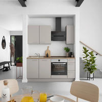 KÜCHENLEERBLOCK Touch 180 cm  in Grau, Eiche dunkel  - Eiche dunkel/Edelstahlfarben, MODERN, Holzwerkstoff/Metall (180cm) - Nobilia