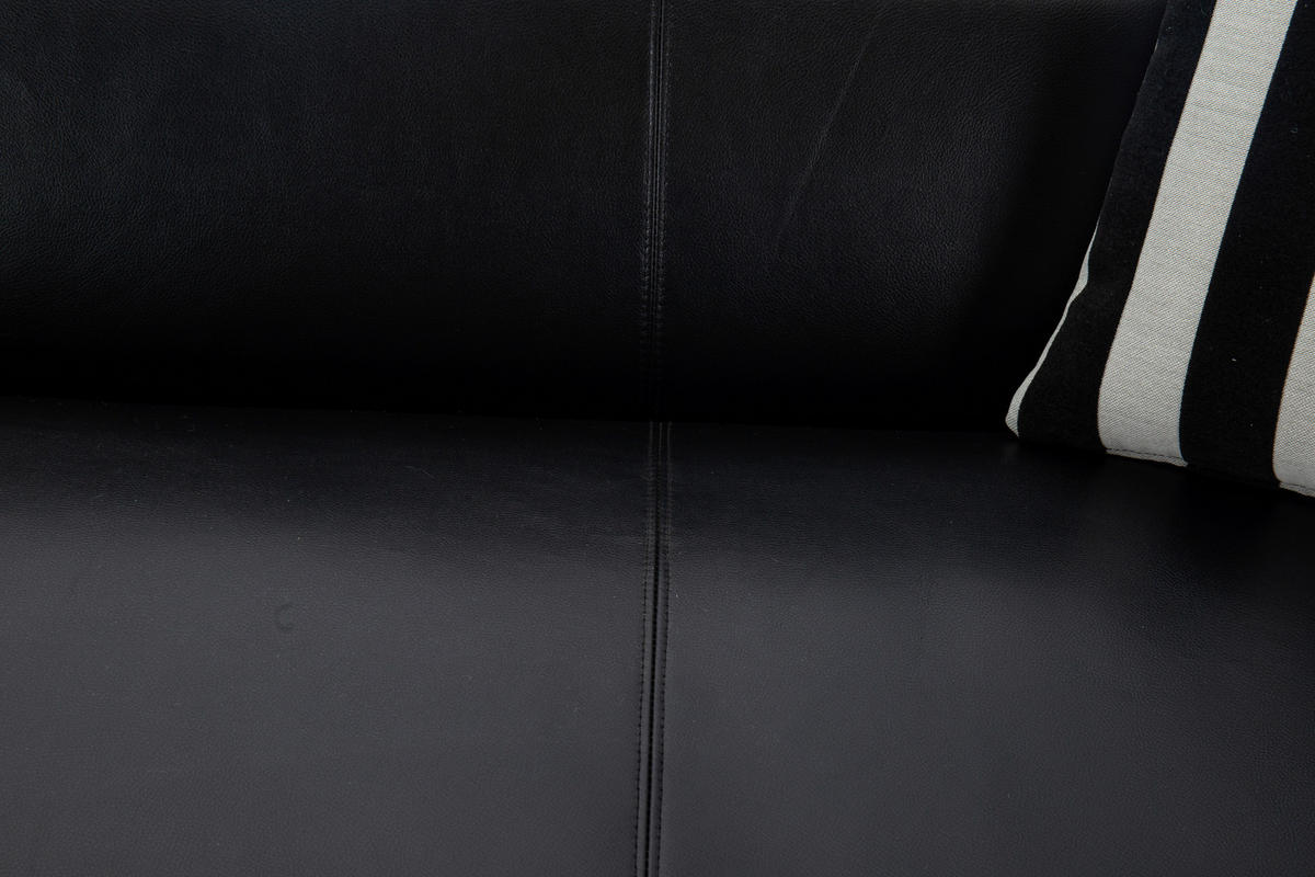 3-SITZER-SOFA LOTTA Lederlook Schwarz  - Schwarz/Weiß, Design, Kunststoff/Textil (232/66/95cm) - Livetastic